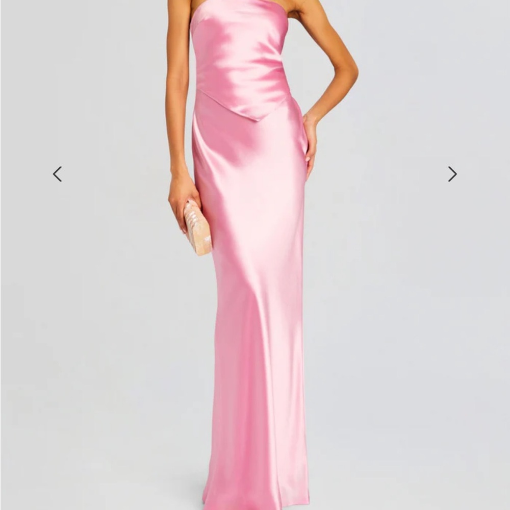 Retrofete Pink Satin Evening Gown